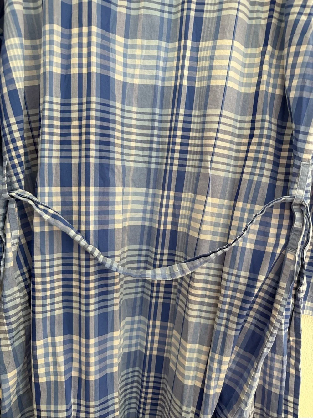 Polo Ralph Lauren Men’s Robe Small/Medium Plaid Cotton Robe Blue White Tie Waist
